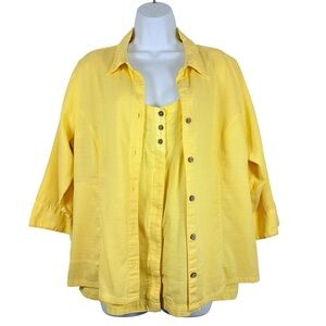 Royal Robbins Yellow Organic Cotton Button Down Shirt XL Layered Set Resort